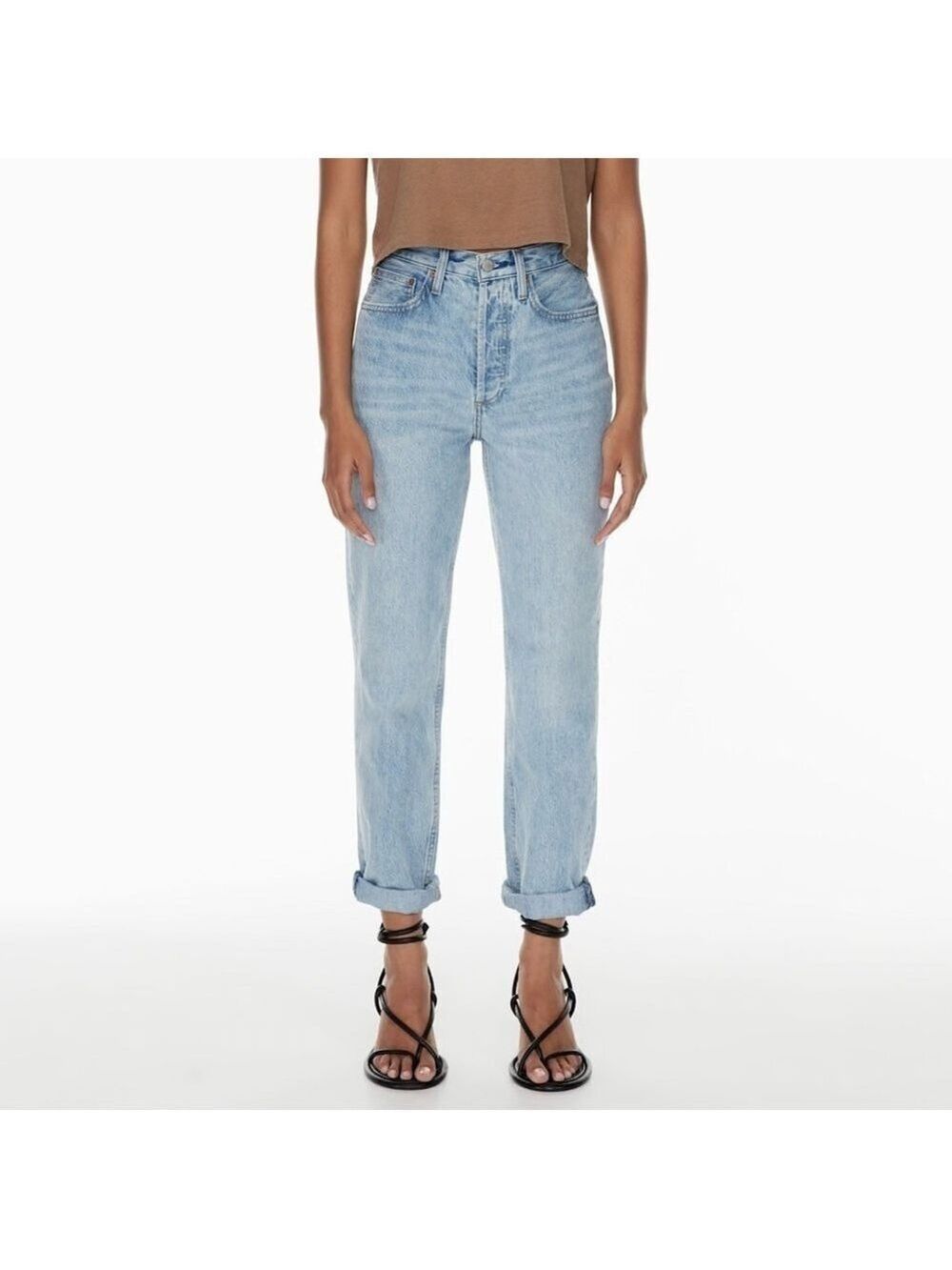 Denim Forum The Boyfriend High Rise Loose Jeans Size 25 Light Blue Aritzia